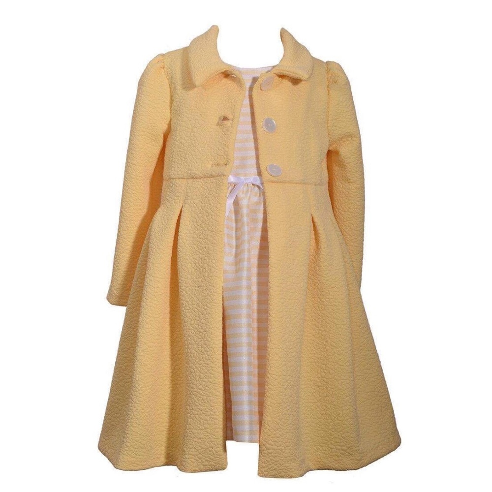 Girls Yellow Easter Dress & Knit Coat Set new